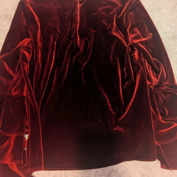 Sugar+lips Deep Velvet Burgundy Blouse Goth/Victorian Vibes - Picture 2 of 5